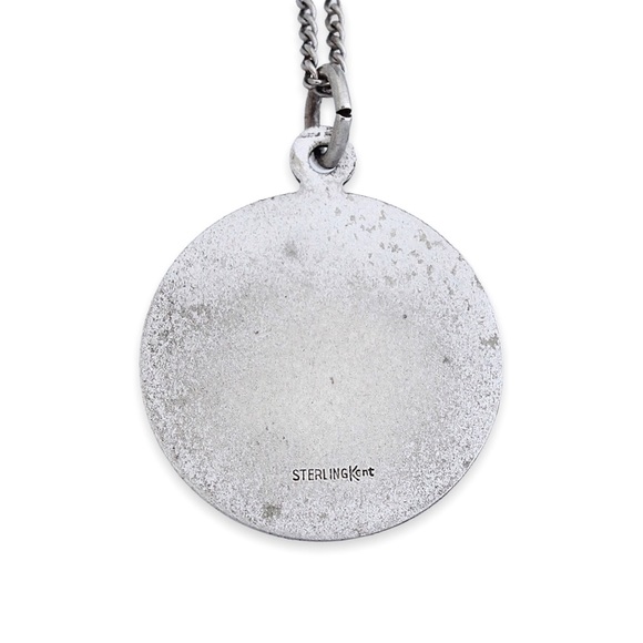 Vintage Pisces Sterling Silver Pendant Necklace Round Coin Medallion Zodiac 18” - Picture 3 of 4